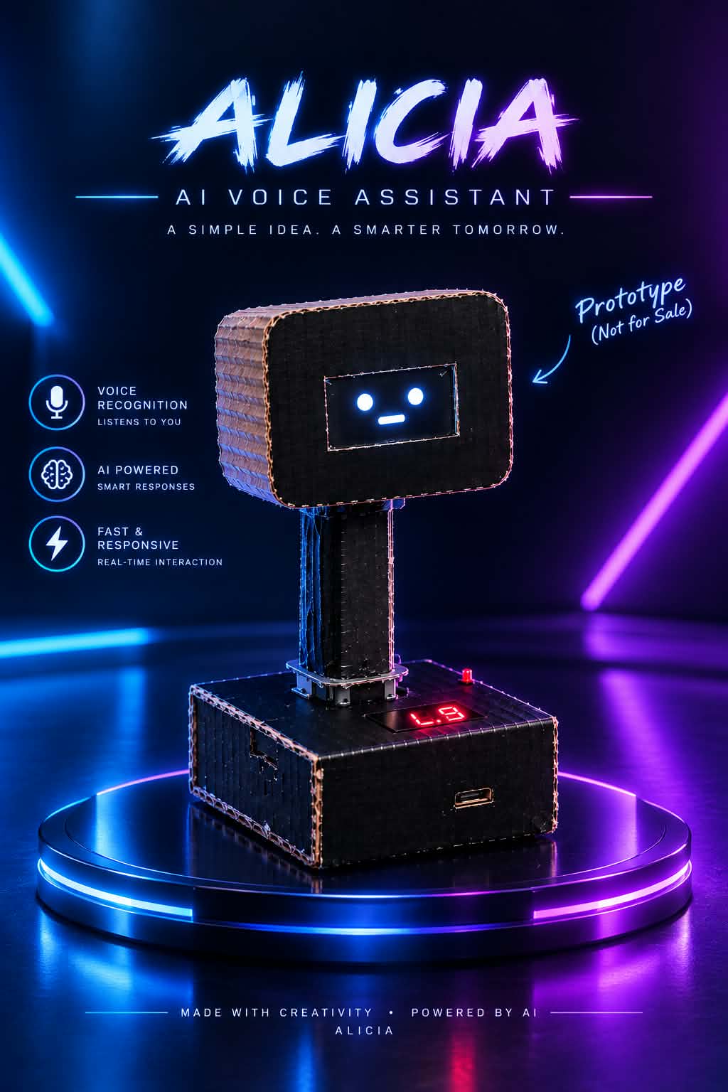 Alicia, the AI voice assistant robot
